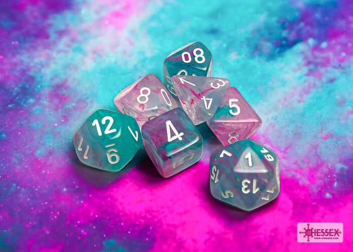 Nebula Wisteria-White - Polyhedral 7-Dice Set - Brain Spice