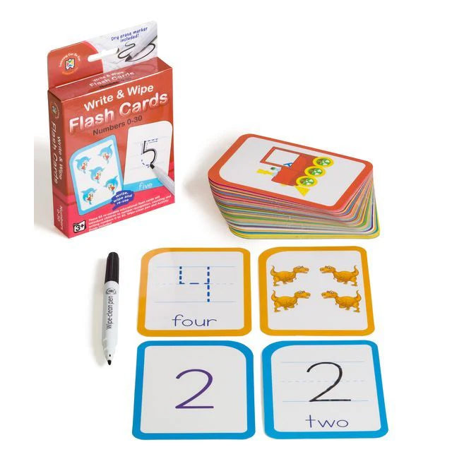 Numbers 0-30 Write & Wipe Flash Cards - Brain Spice