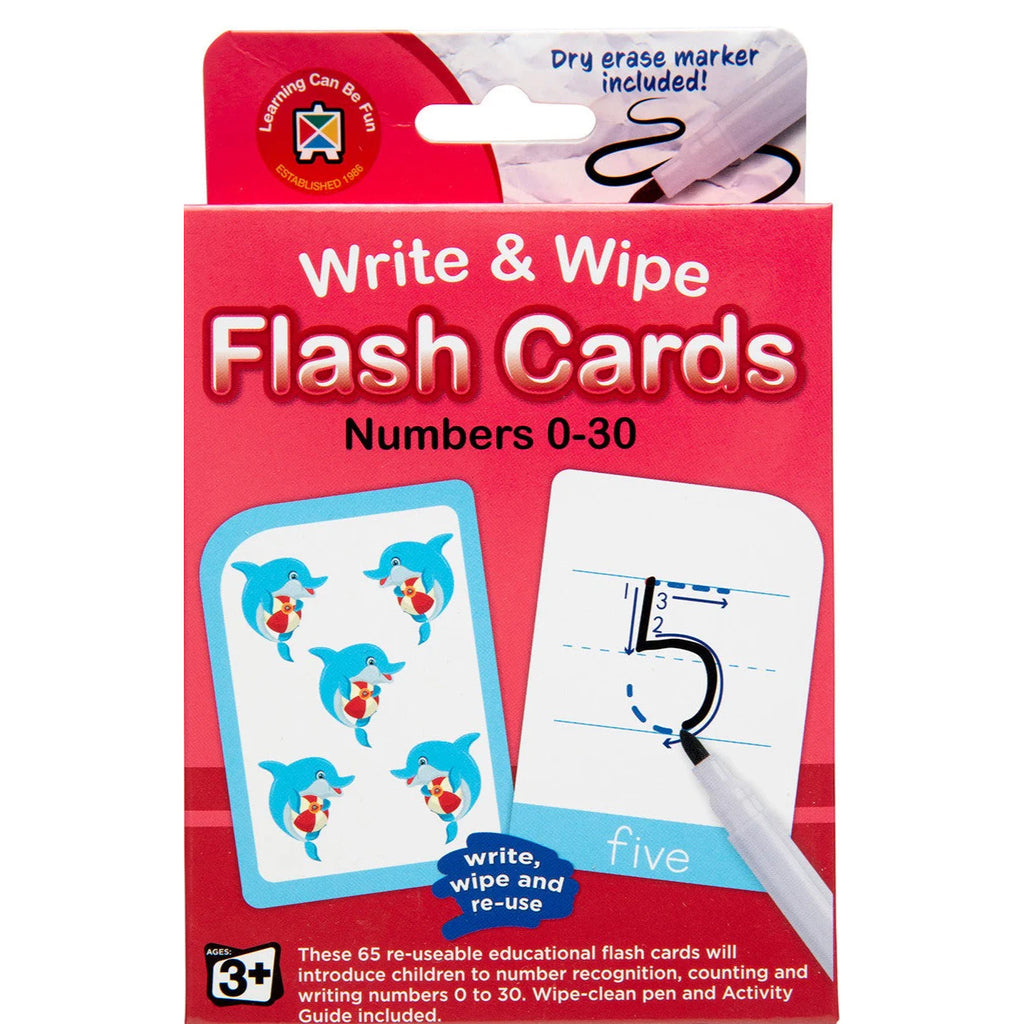 Numbers 0-30 Write & Wipe Flash Cards - Brain Spice