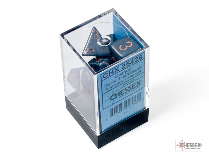 Opaque Dusty Blue-Copper - Polyhedral 7-Dice Set - Brain Spice