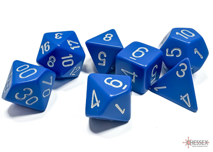 Opaque Polyhedral Blue-White 7-Dice Set - Brain Spice