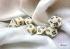 Opaque Polyhedral Ivory-Black 7-Dice Set - Brain Spice