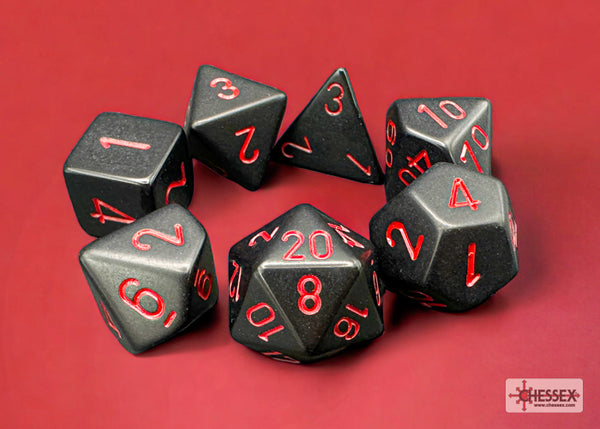 Opaque Polyhedral Red-Black 7-Dice Set - Brain Spice