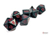 Opaque Polyhedral Red-Black 7-Dice Set - Brain Spice