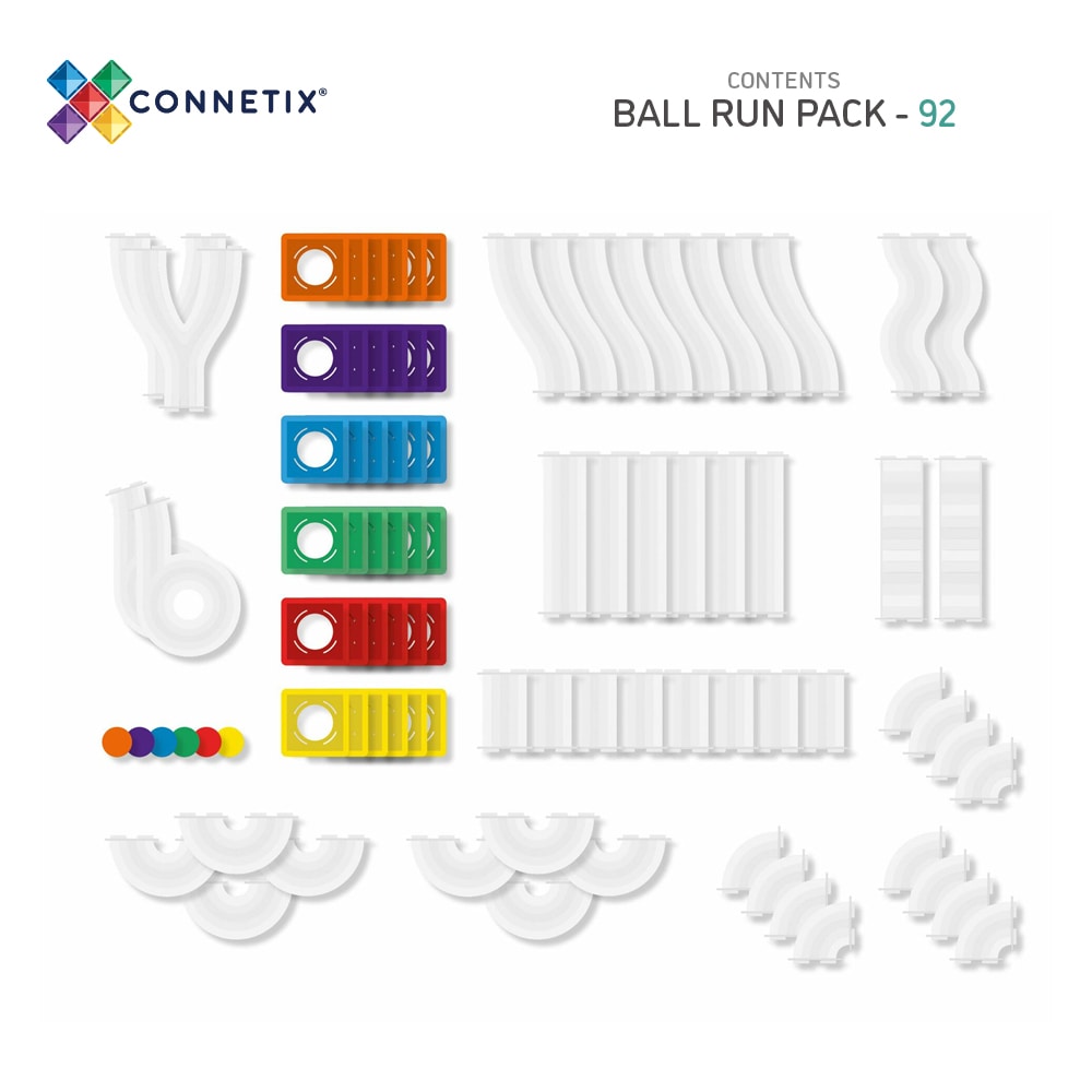 Rainbow Ball Run Pack - Connetix - 92pc - Brain Spice