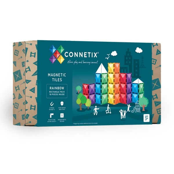 Rainbow Rectangle Pack - Connetix - 18pc - Brain Spice