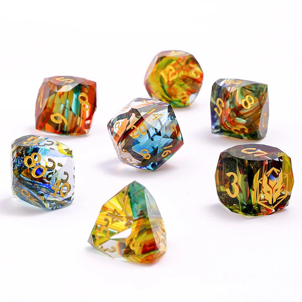 Rainbow - Dragons Hoard 7-Dice Set - Luster Cut Glass