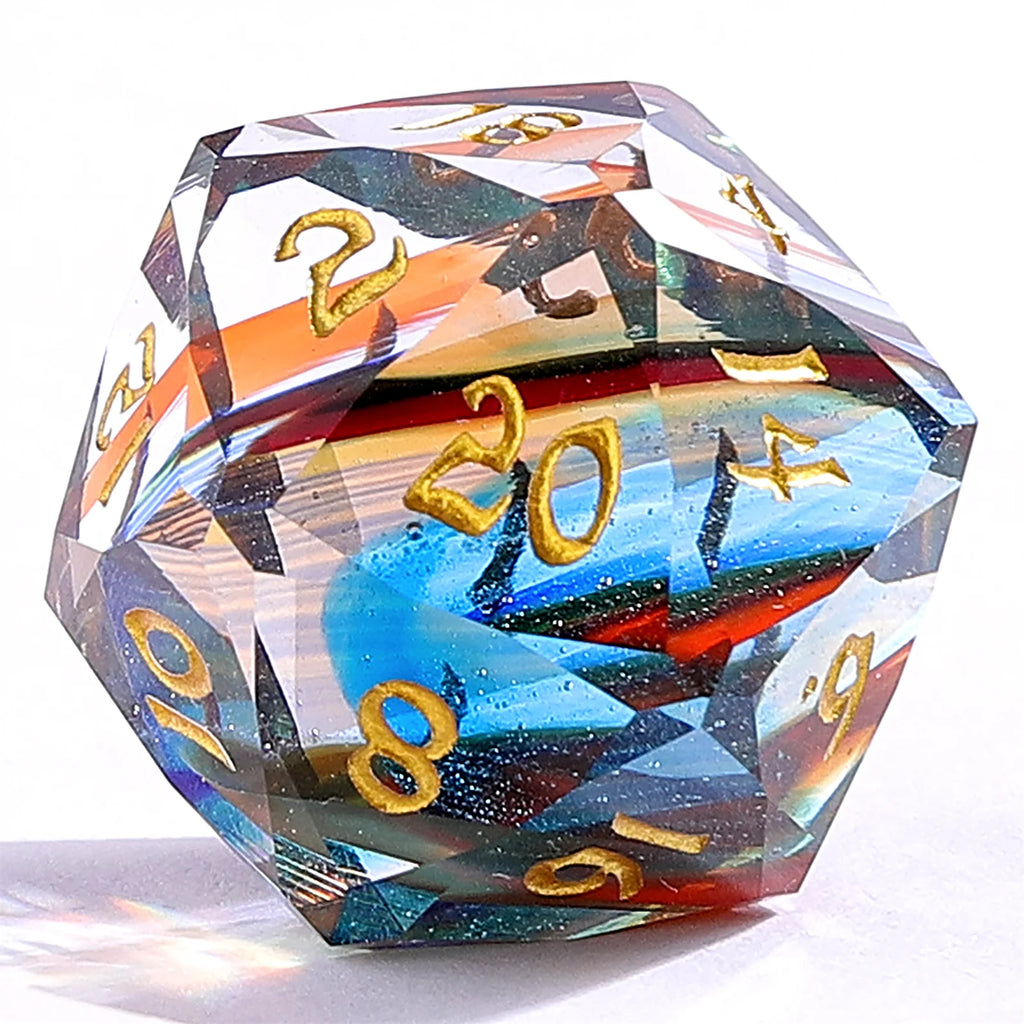 Rainbow - Dragons Hoard 7-Dice Set - Luster Cut Glass - Brain Spice