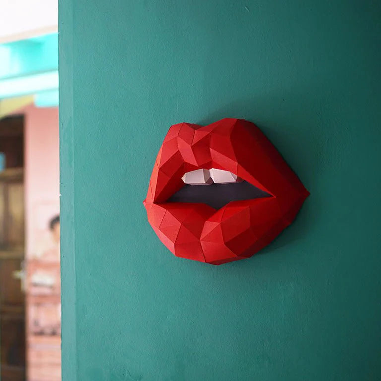 Red Lips Origami Model - 3D Paper Art - Brain Spice