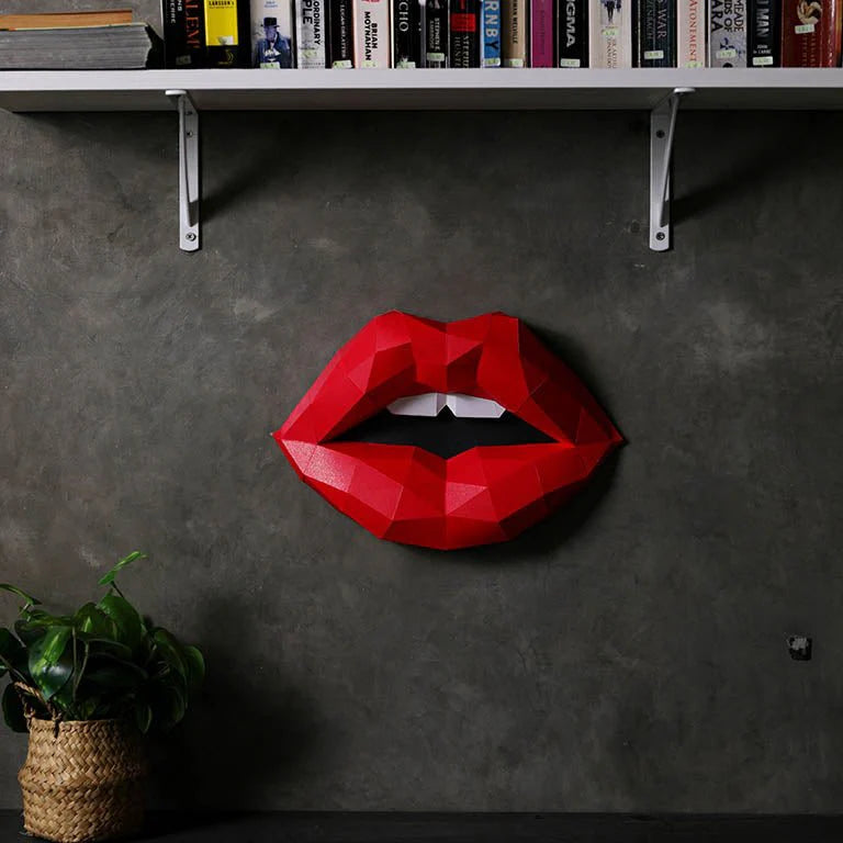 Red Lips Origami Model - 3D Paper Art - Brain Spice