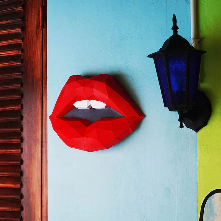Red Lips Origami Model - 3D Paper Art - Brain Spice
