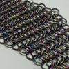 Rhomboid Chain Maille Keyring - Hand Crafted - Oil Slick - Brain Spice
