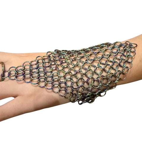 Rhomboid Chain Maille Keyring - Hand Crafted - Oil Slick - Brain Spice