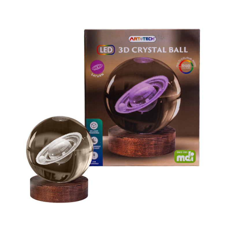 Saturn - 3D Crystal Ball Lamp - Brain Spice