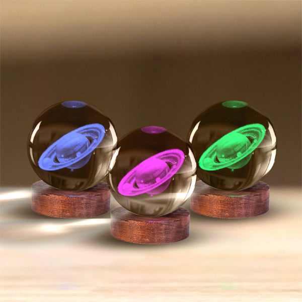 Saturn - 3D Crystal Ball Lamp - Brain Spice