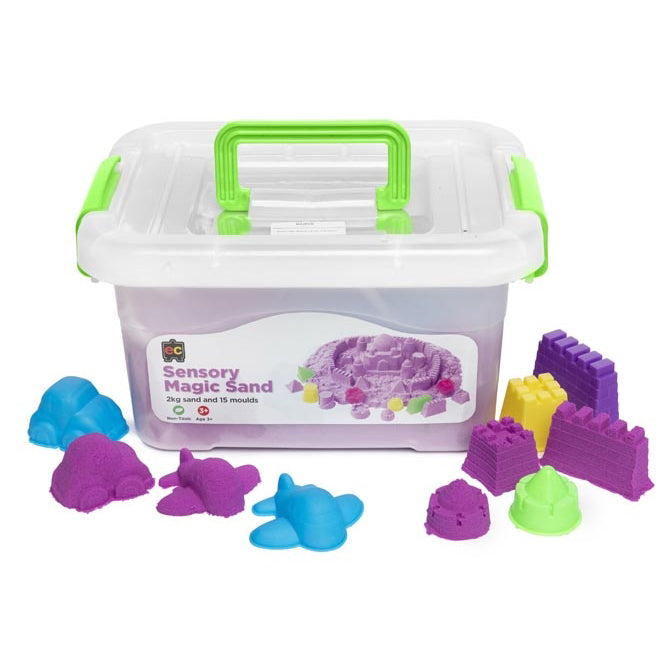 Sensory Sand 2Kg Tub - with 18 Moulds - Brain Spice