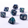 Silver Starry Night - Captured Magic 7-Dice Set - Luster Cut Resin - Brain Spice