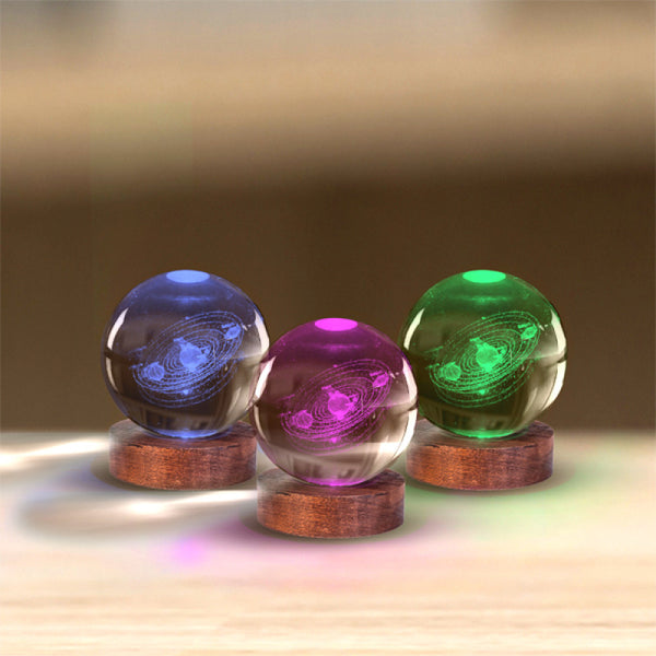 Solar System - 3D Crystal Ball Lamp - Brain Spice