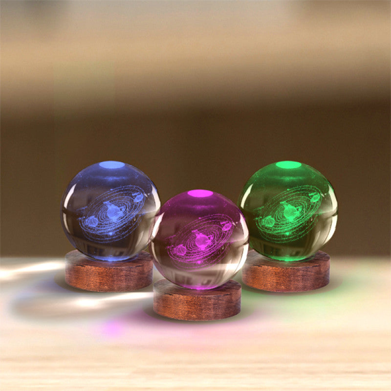 Solar System - 3D Crystal Ball Lamp - Brain Spice