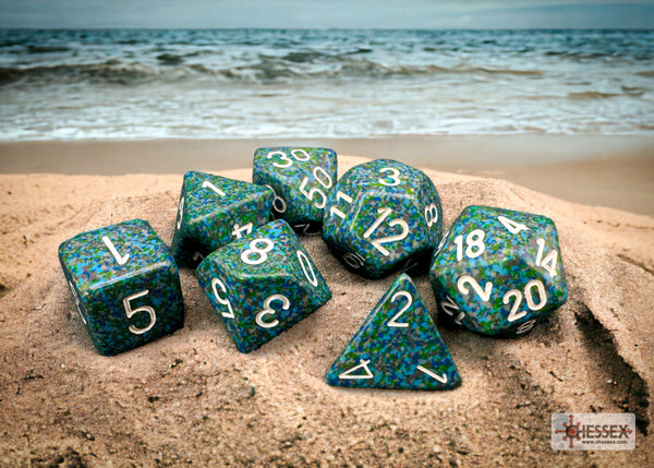 Speckled Polyhedral Sea 7-Dice Set - Brain Spice