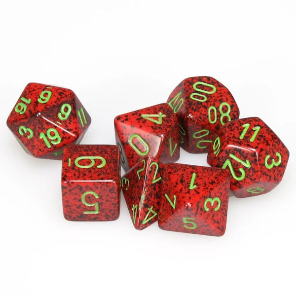 Speckled Strawberry 7-Dice Set - Brain Spice