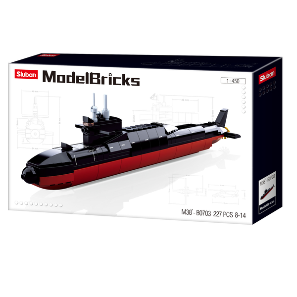 Submarine - Scale 1 to 450 - Model Bricks 227pcs - Brain Spice