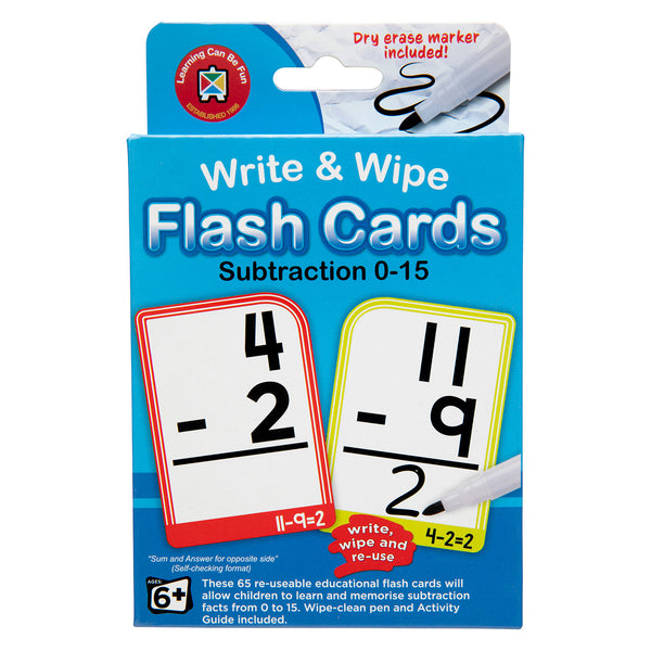 Subtraction Write & Wipe Flash Cards - Brain Spice