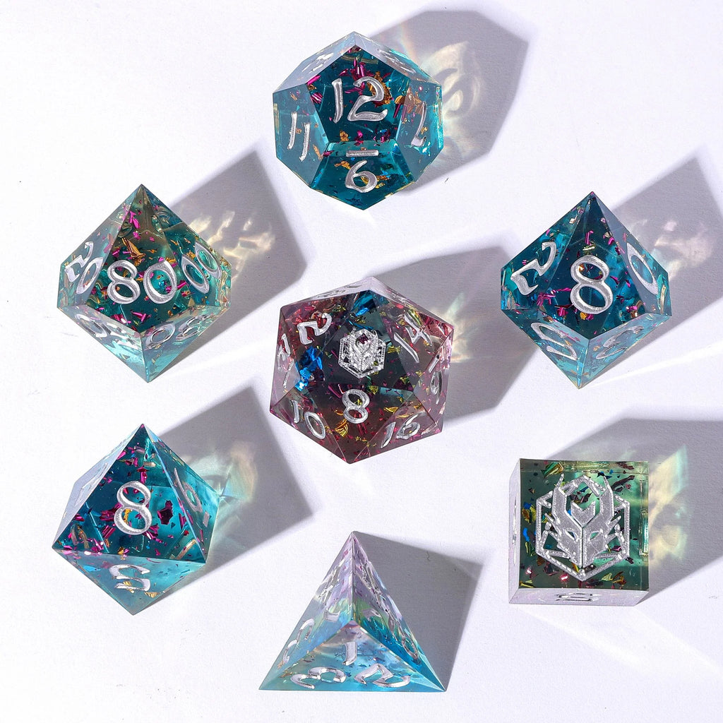 Sweet Dream - Captured Magic 7-Dice Set - Hand Sanded Sharp Edge Resin - Brain Spice