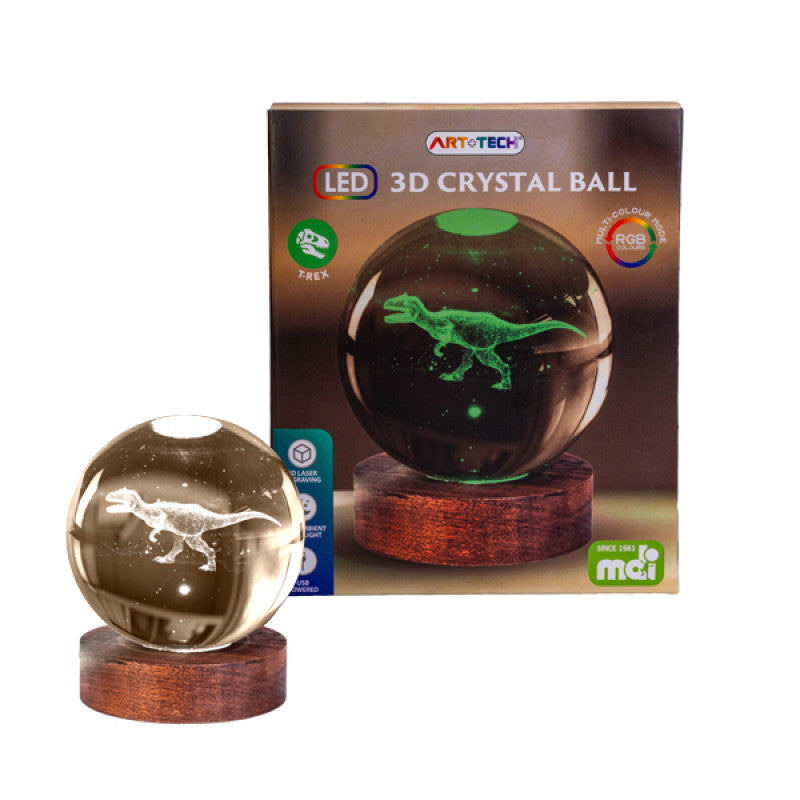 T-Rex - 3D Crystal Ball Lamp - Brain Spice
