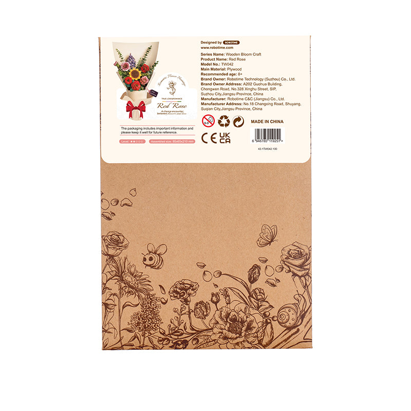 Wooden Bloom Red Rose - Brain Spice