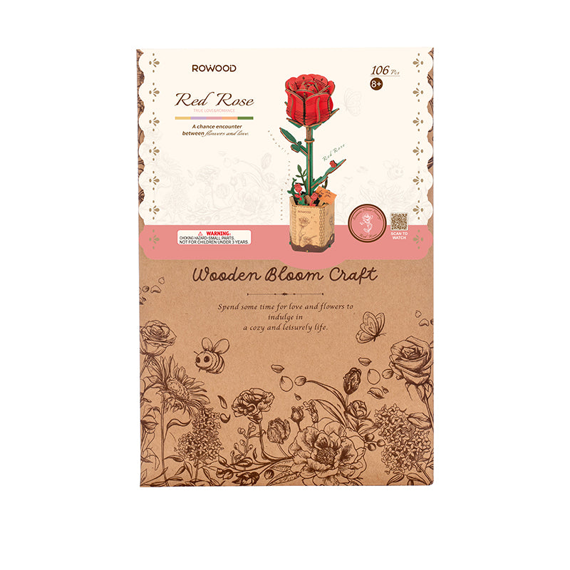 Wooden Bloom Red Rose - Brain Spice