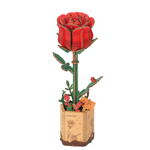Wooden Bloom Red Rose - Brain Spice
