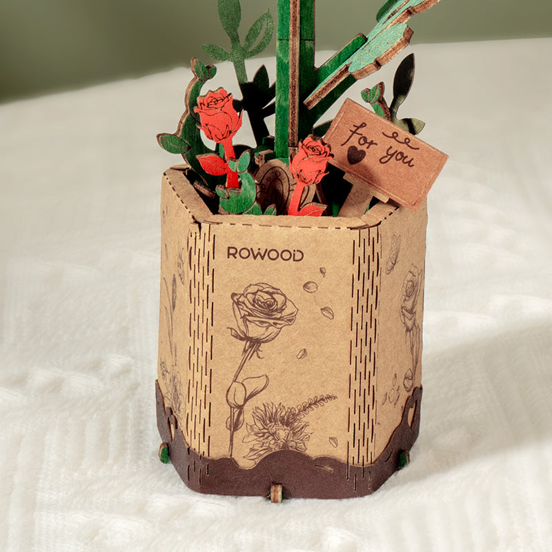 Wooden Bloom Red Rose - Brain Spice