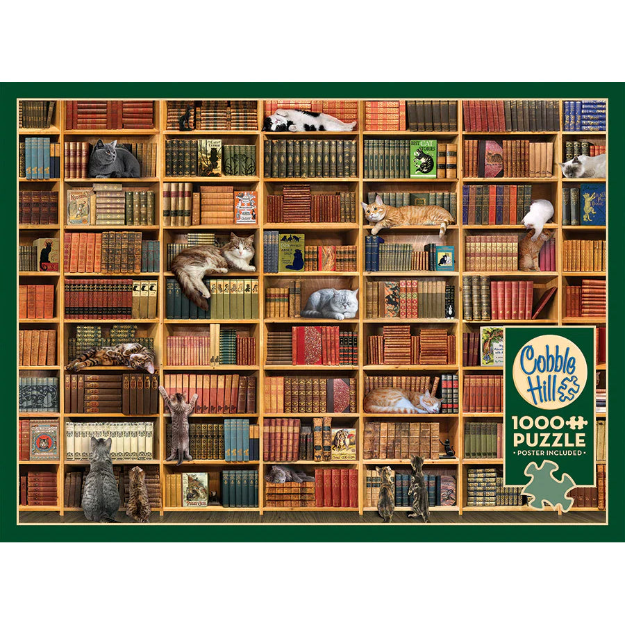 The Cat Library - Compact Puzzle 1000pc - Brain Spice