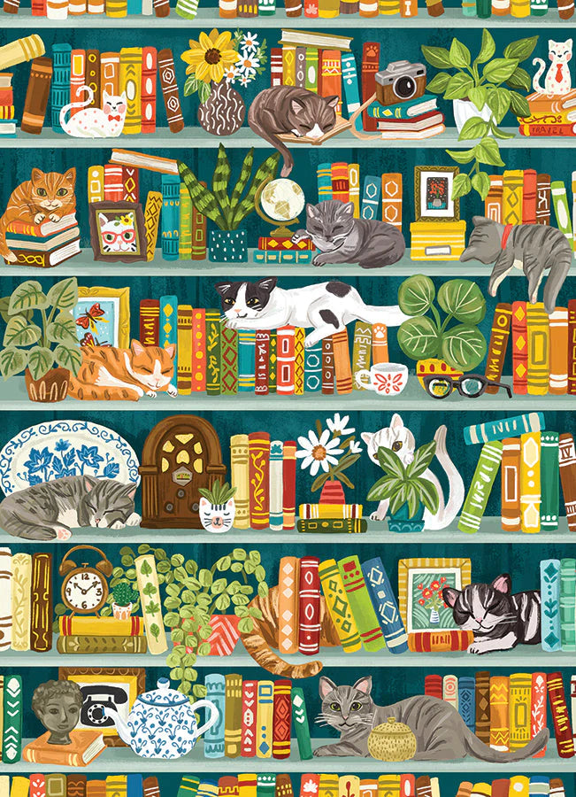 The Purrfect Bookshelf - Jigsaw 1000pc - Brain Spice