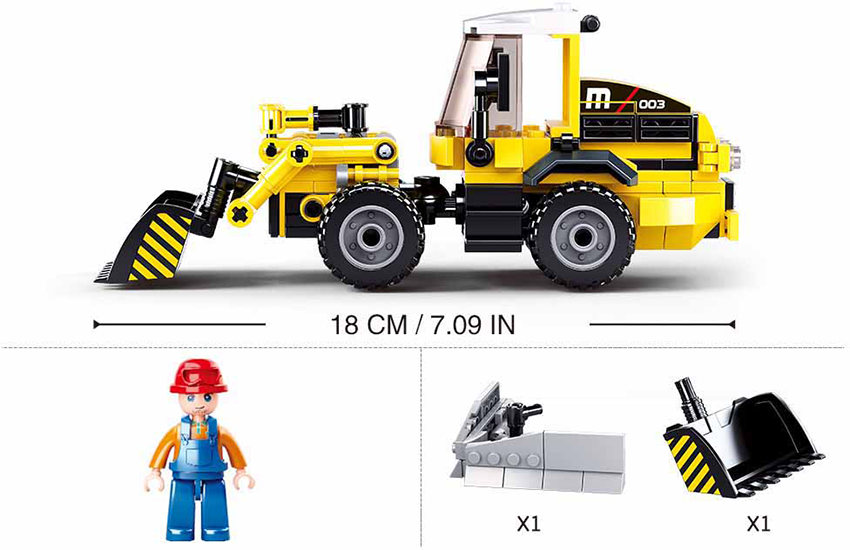 Town Dozer Plough - Model Bricks 200pcs - Brain Spice