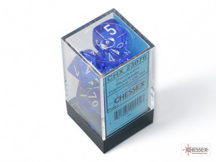 Translucent Blue-White - Polyhedral 7-Dice Set - Brain Spice