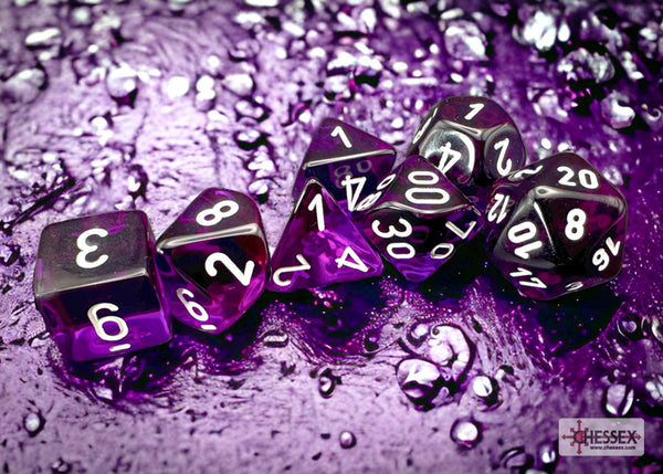 Translucent Purple-White - Polyhedral 7-Dice Set - Brain Spice