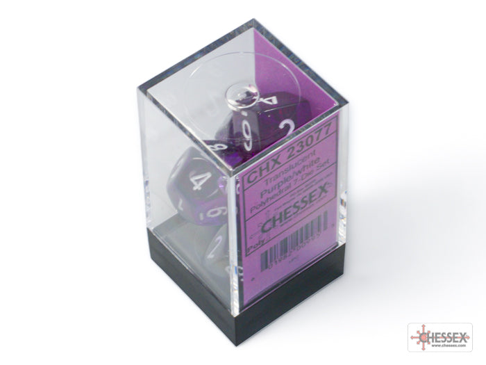 Translucent Purple-White - Polyhedral 7-Dice Set - Brain Spice