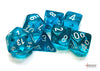 Translucent Teal-White - Polyhedral 7-Dice Set - Brain Spice