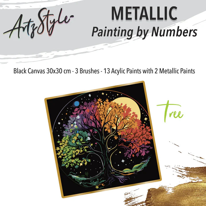 Tree - Metallic Paint by Number - Brain Spice