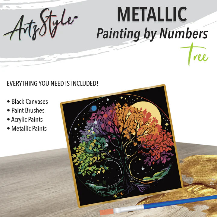 Tree - Metallic Paint by Number - Brain Spice
