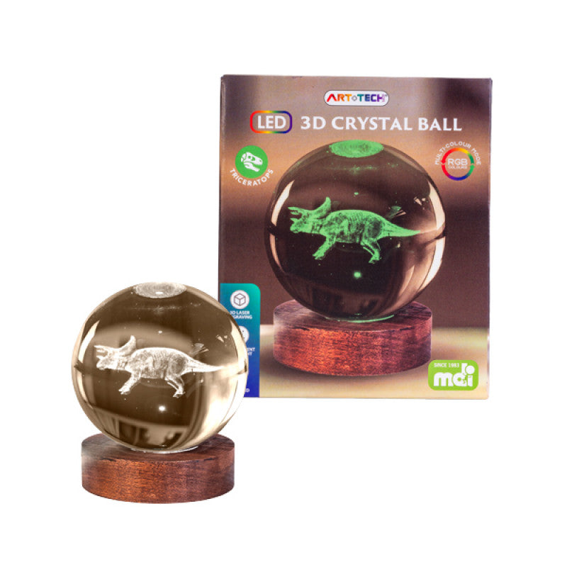 Triceratops - 3D Crystal Ball Lamp - Brain Spice