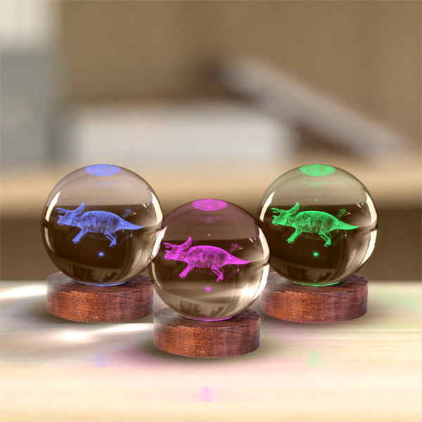 Triceratops - 3D Crystal Ball Lamp - Brain Spice