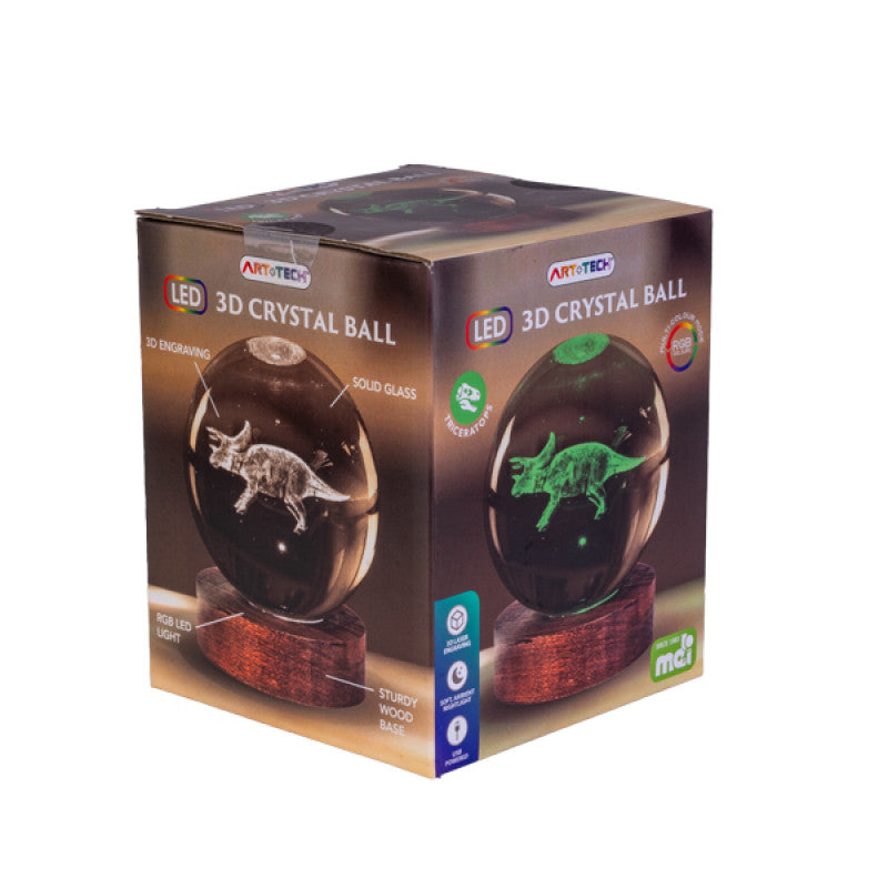 Triceratops - 3D Crystal Ball Lamp - Brain Spice