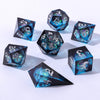 Twilight Azure - Captured Magic 7-Dice Set - Liquid Core Sharp Edge Resin - Brain Spice