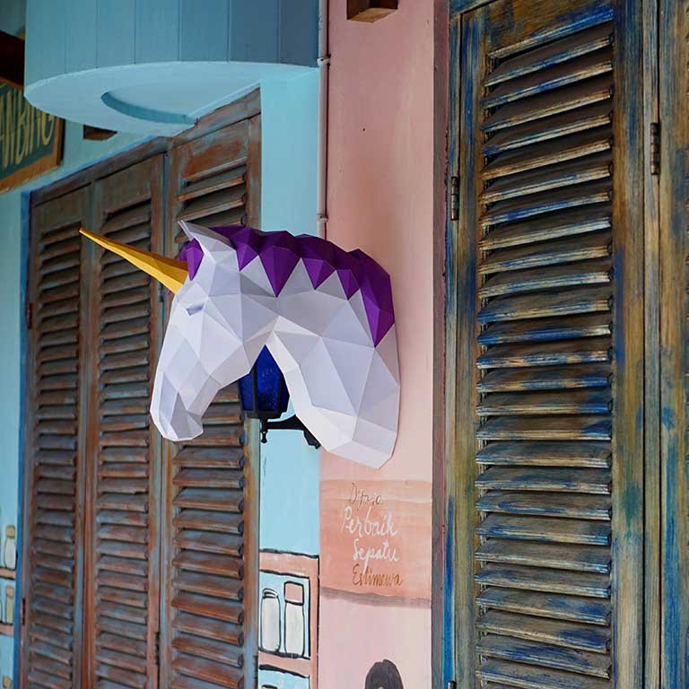 Unicorn Origami Wall Art - 3D Paper Art - Brain Spice