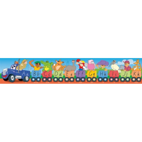 VIC Cursive Aussie Alphabet Road Train - Large Self Adhesive Repositional Border - Brain Spice