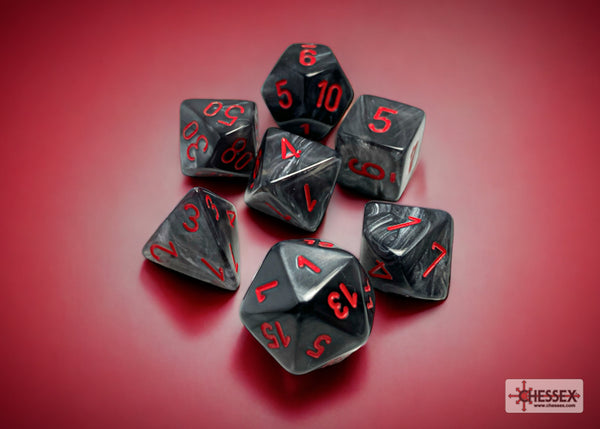 Velvet Black-Red - Polyhedral 7-Dice Set - Brain Spice