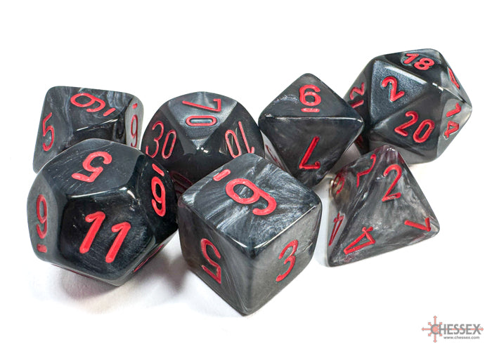 Velvet Black-Red - Polyhedral 7-Dice Set - Brain Spice